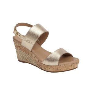 UGG Elena Metallic Wedge Leather Cork Platform Sandals Size 9